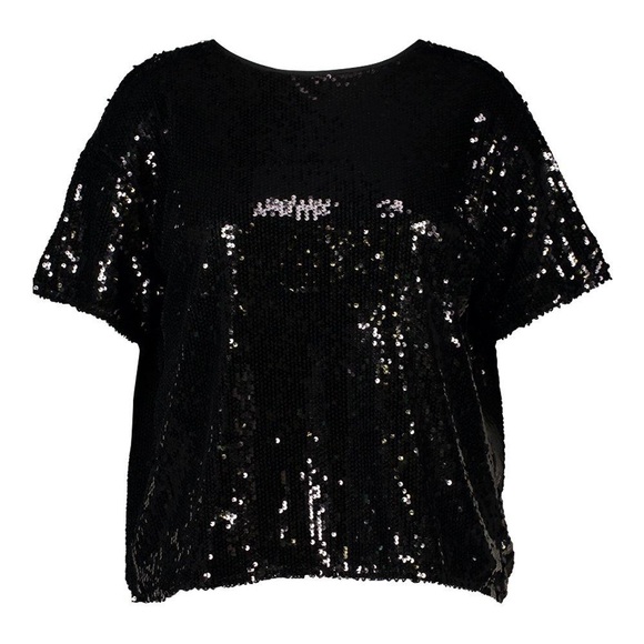 boohoo sequin split back t-shirt - Picture 1 of 14